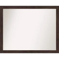 31" x 25" Non-Beveled Fresco Dark Walnut Wood Wall Mirror - Amanti Art: Modern Rectangular Design, Includes Mounting Hardware