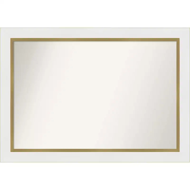 Amanti Art 41" x 29" Non-Beveled Eva Bathroom Wall Mirror White : Gold Frame, Vanity Accessory