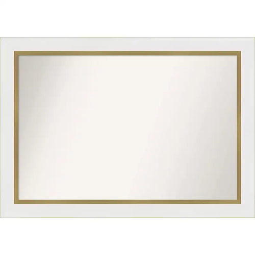 Amanti Art 41" x 29" Non-Beveled Eva Bathroom Wall Mirror White : Gold Frame, Vanity Accessory