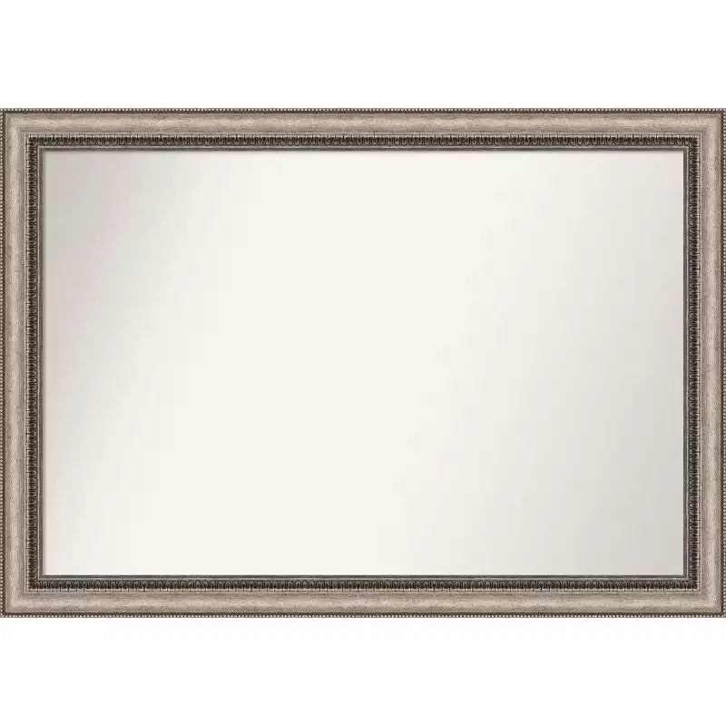 40" x 28" Non-Beveled Lyla Ornate Bathroom Wall Mirror Silver - Amanti Art: Polystyrene Frame, Wall Mount