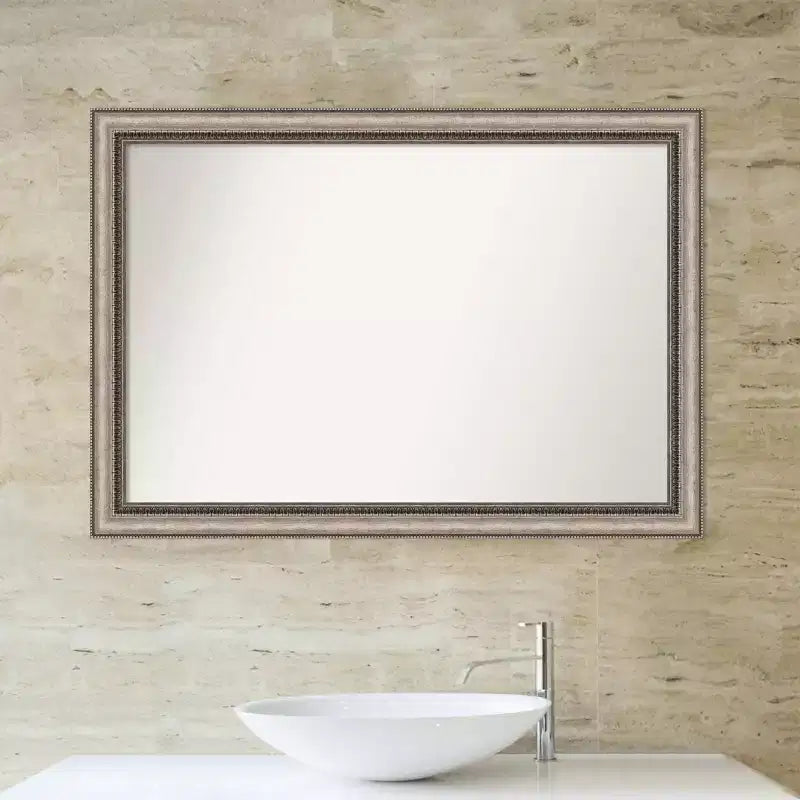 Miroir mural de salle de bain orné, non biseauté, 40" x 28", argent -: Cadre en polystyrène, montage mural