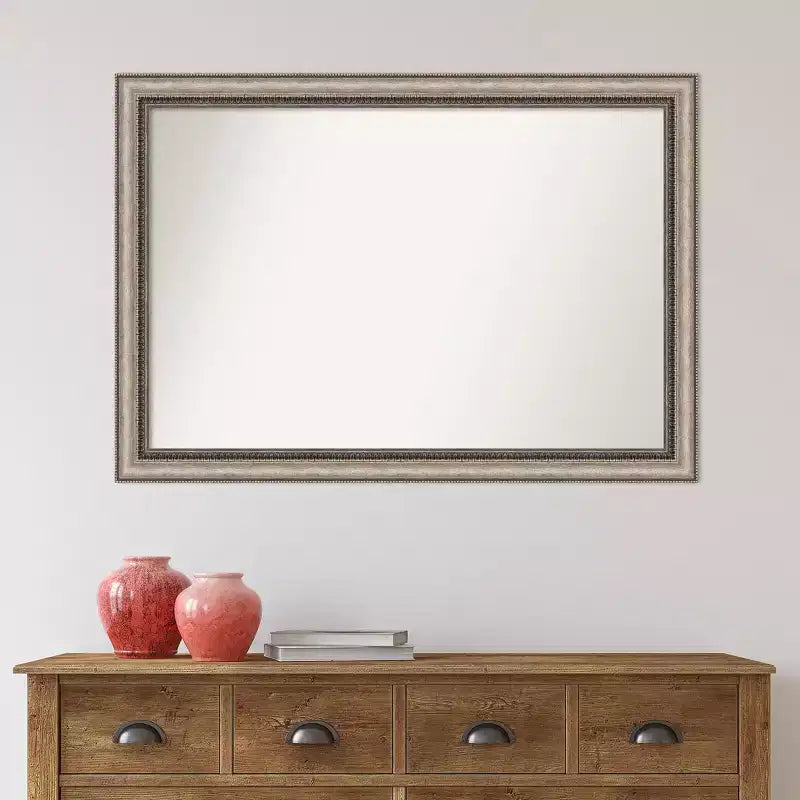 Miroir mural de salle de bain orné, non biseauté, 40" x 28", argent -: Cadre en polystyrène, montage mural