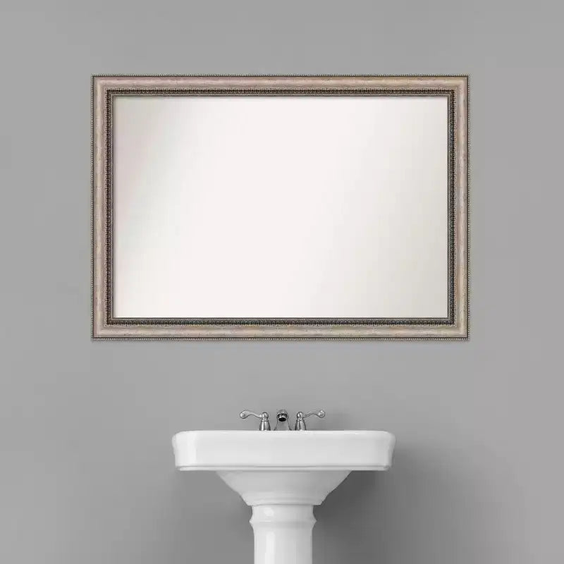Miroir mural de salle de bain orné, non biseauté, 40" x 28", argent -: Cadre en polystyrène, montage mural