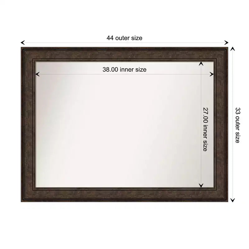 Miroir mural de salle de bain bronze 44" x 33" à arête non biseautée