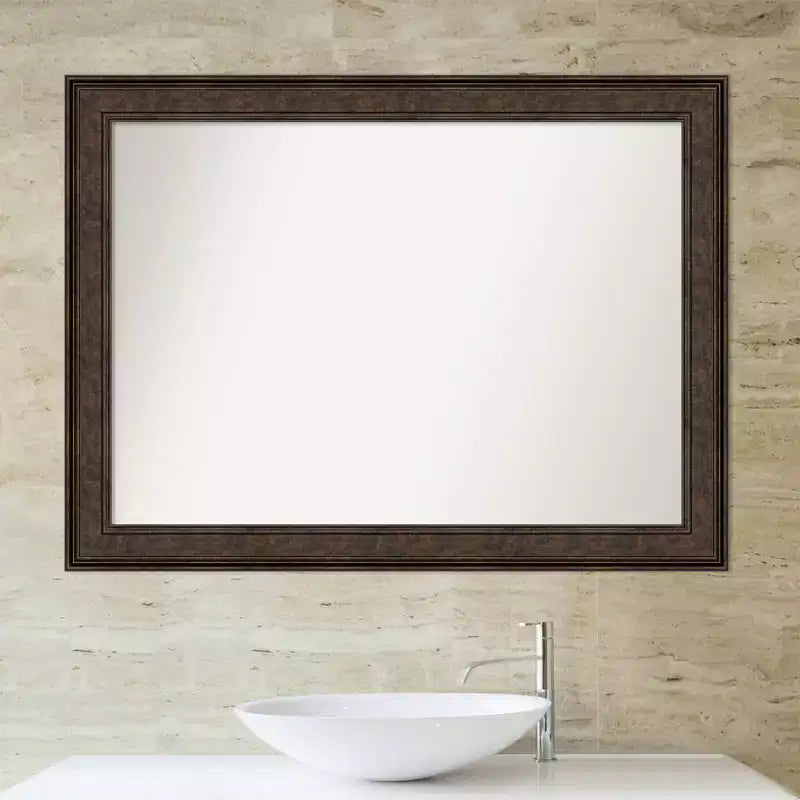 Miroir mural de salle de bain bronze 44" x 33" à arête non biseautée