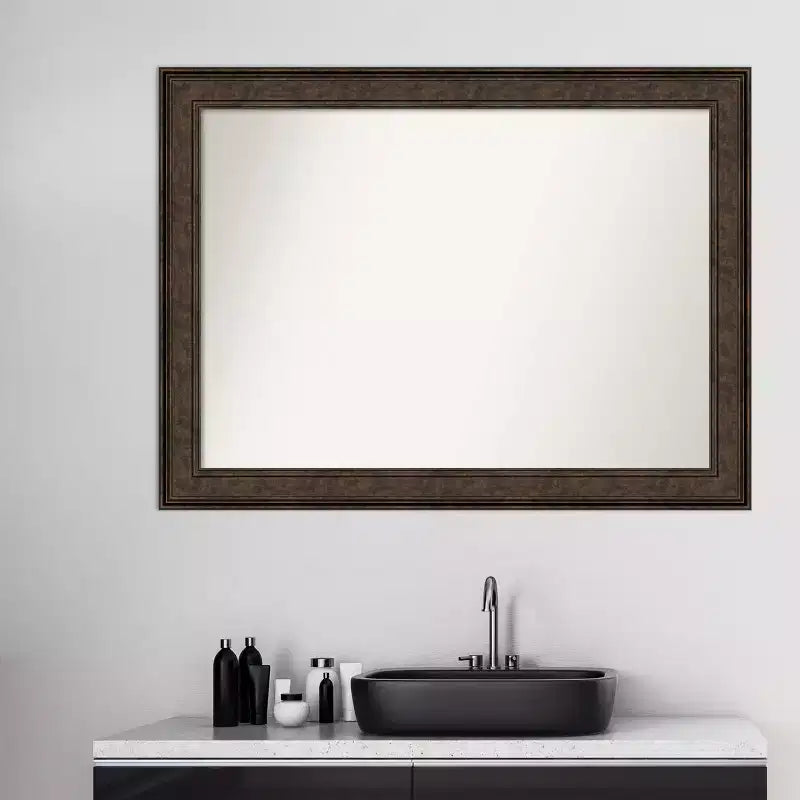 Miroir mural de salle de bain bronze 44" x 33" à arête non biseautée