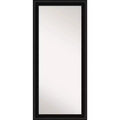 30" x 66" Non-Beveled Parlor Black Full Length Floor Leaner Mirror - Amanti Art: Modern Rectangle Body Mirror with Polystyrene Frame