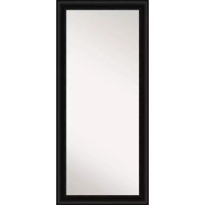 30" x 66" Non-Beveled Parlor Black Full Length Floor Leaner Mirror - Amanti Art: Modern Rectangle Body Mirror with Polystyrene Frame