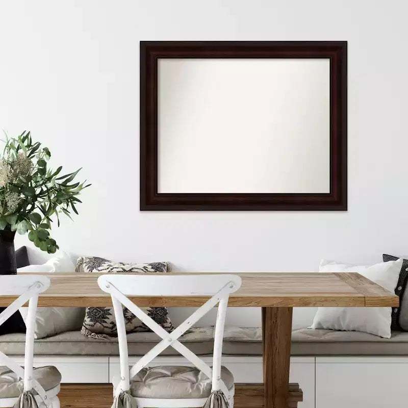 Miroir mural 33" x 27" sans biseau, marron grain de café : style moderne, cadre en polystyrène, quincaillerie de montage incluse
