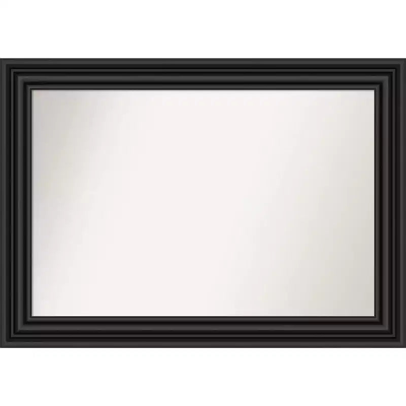 Amanti Art 42"x30" Non-Beveled Colonial Bathroom Wall Mirror Black: Modern Style, Polystyrene Frame, Wall Mounted