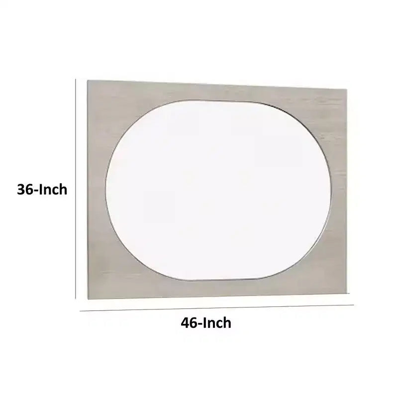 Miroir, bords biseautés ronds, chêne blanc massif en hévéa 36x46