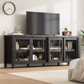 TV Stand for 65in TV, Modern Media Console Table with 4 Sliding Glass Doors & Storage Cabinet, Entertainment Center for Living Room Bedroom