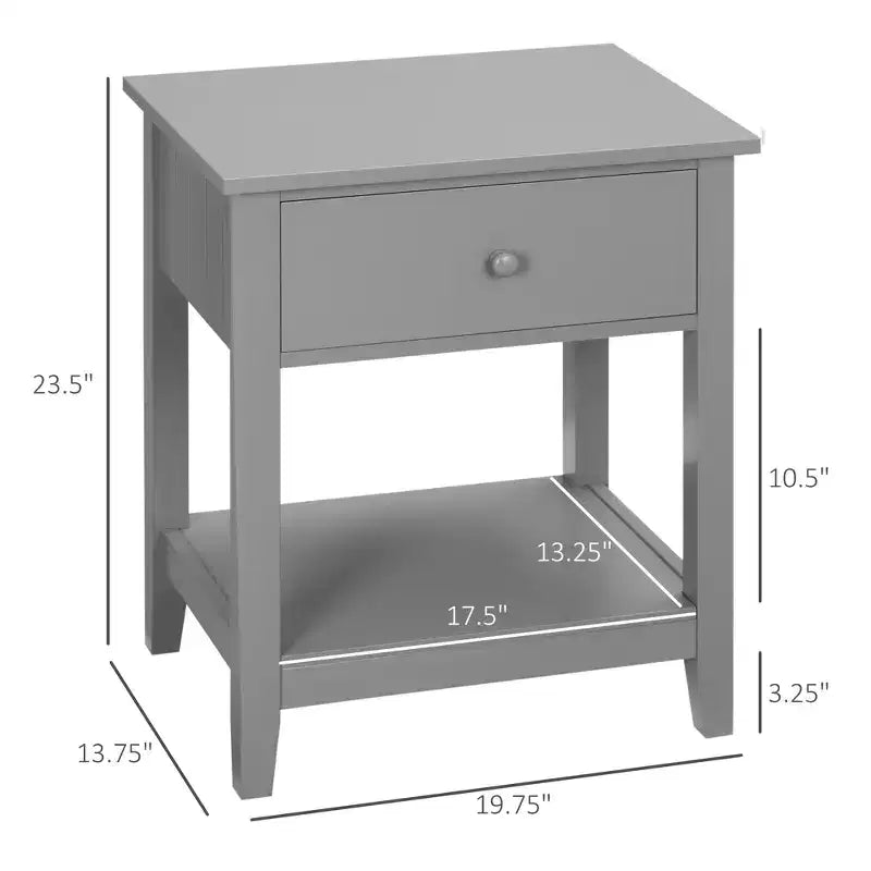Table d'appoint, Table de chevet à 2 niveaux avec tiroir et étagère de rangement, Table d'appoint moderne pour salon
