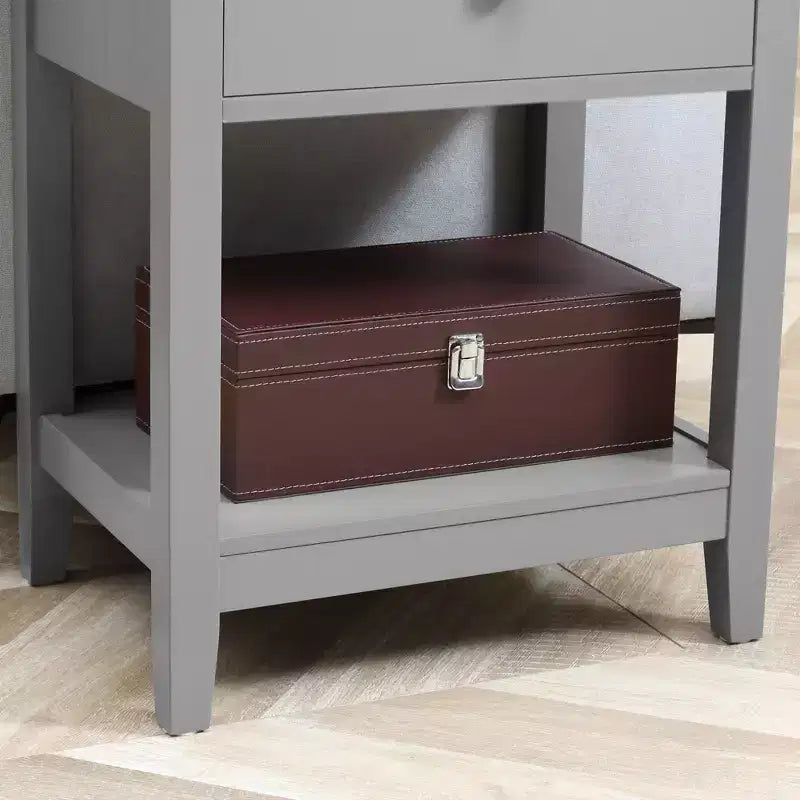Table d'appoint, Table de chevet à 2 niveaux avec tiroir et étagère de rangement, Table d'appoint moderne pour salon