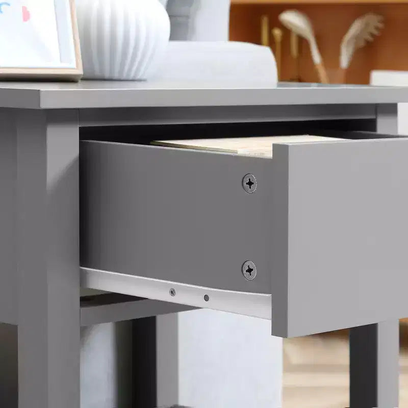 Table d'appoint, Table de chevet à 2 niveaux avec tiroir et étagère de rangement, Table d'appoint moderne pour salon