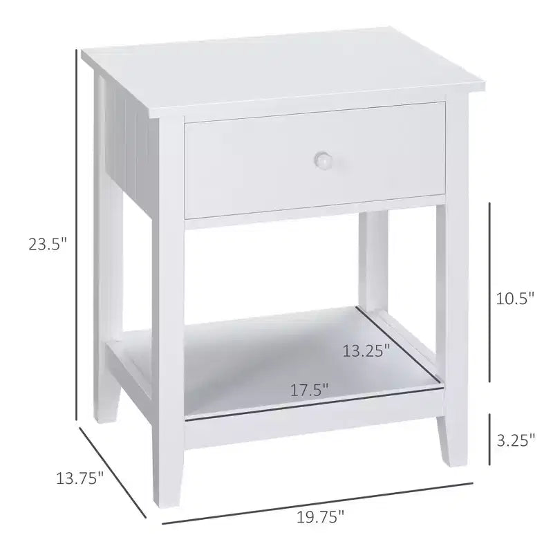 Table d'appoint, Table de chevet à 2 niveaux avec tiroir et étagère de rangement, Table d'appoint moderne pour salon
