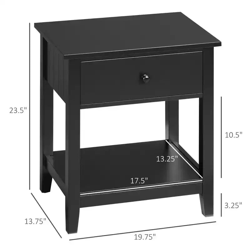 Table d'appoint, Table de chevet à 2 niveaux avec tiroir et étagère de rangement, Table d'appoint moderne pour salon