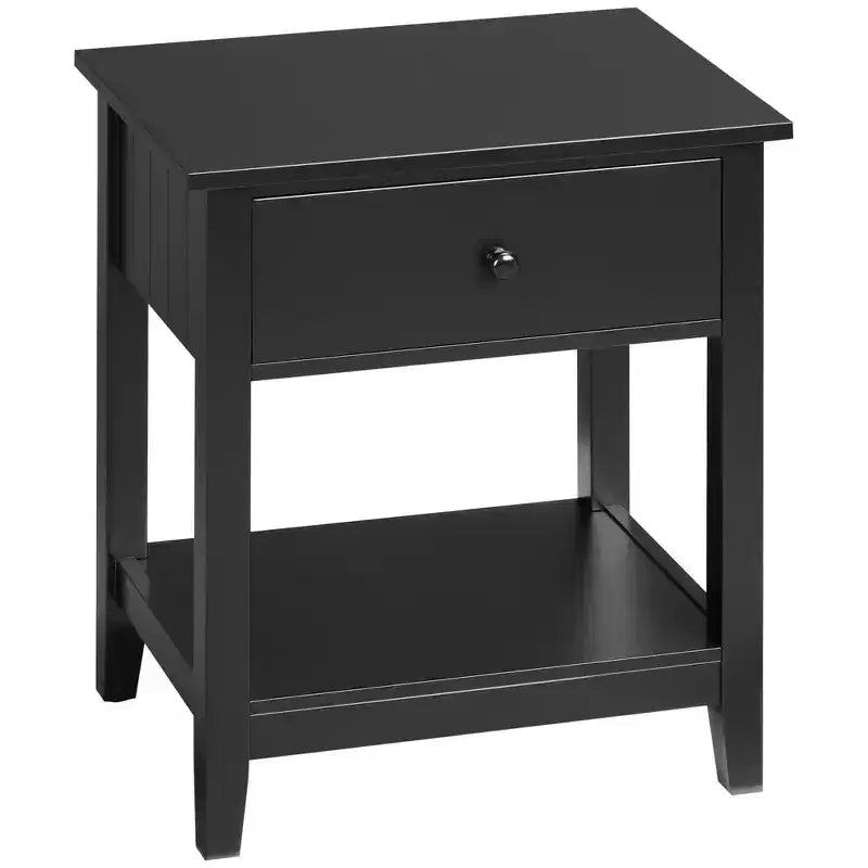 Table d'appoint, Table de chevet à 2 niveaux avec tiroir et étagère de rangement, Table d'appoint moderne pour salon
