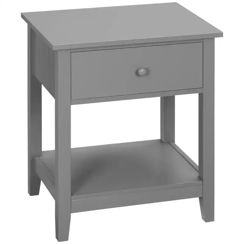 Table d'appoint, Table de chevet à 2 niveaux avec tiroir et étagère de rangement, Table d'appoint moderne pour salon