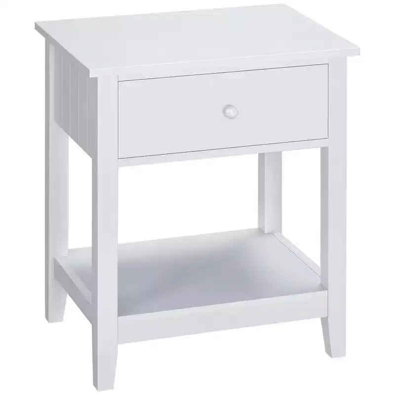 Table d'appoint, Table de chevet à 2 niveaux avec tiroir et étagère de rangement, Table d'appoint moderne pour salon