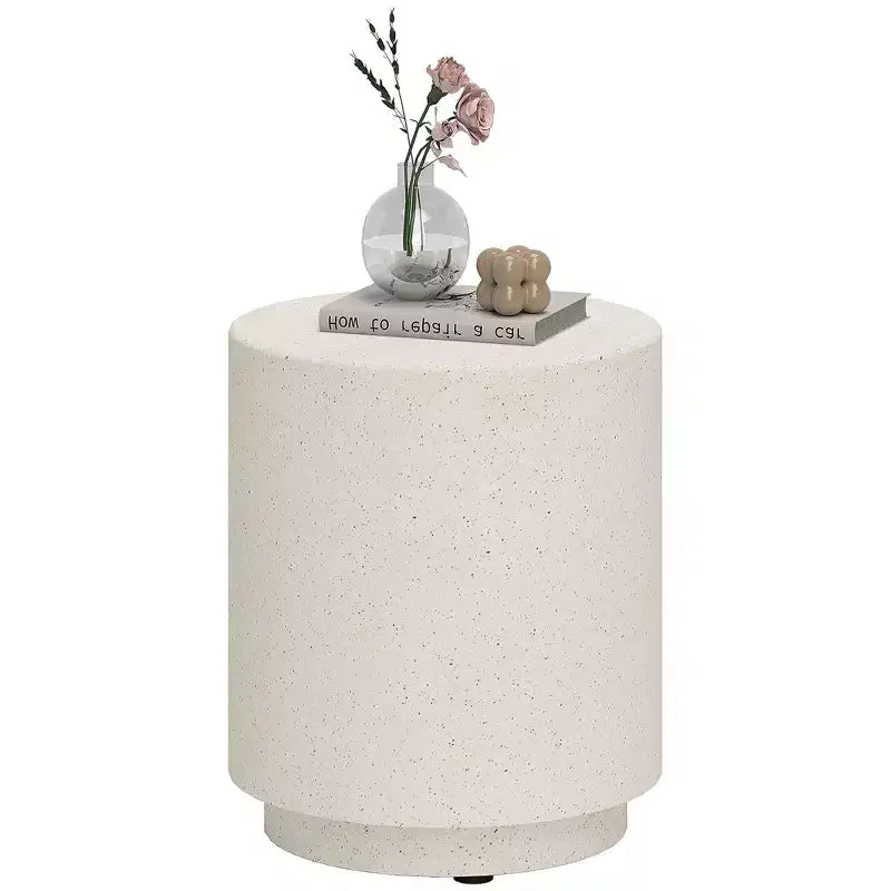 Lightweight Accent Table with Concrete Finish Round Side Table