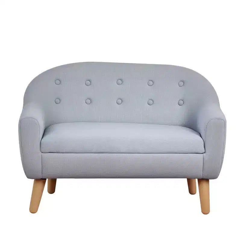 2-Seat Kids Sofa, Toddler Sofa Couch, Linen-Like Fabric & Wood Frame Sofa Chair for Ages 3-7, 11 High Seat