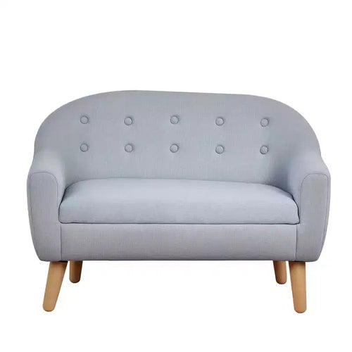 2-Seat Kids Sofa, Toddler Sofa Couch, Linen-Like Fabric & Wood Frame Sofa Chair for Ages 3-7, 11 High Seat