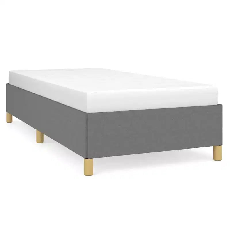 Cadre de lit Gris Foncé Polyester, Contreplaqué, Bois d'ingénierie Twin XL