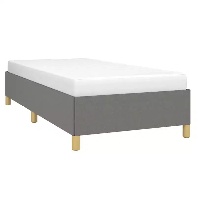 Cadre de lit Gris Foncé Polyester, Contreplaqué, Bois d'ingénierie Twin XL