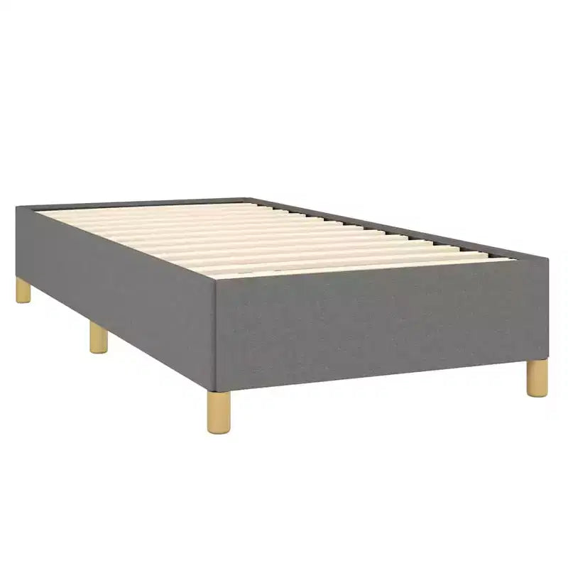 Cadre de lit Gris Foncé Polyester, Contreplaqué, Bois d'ingénierie Twin XL