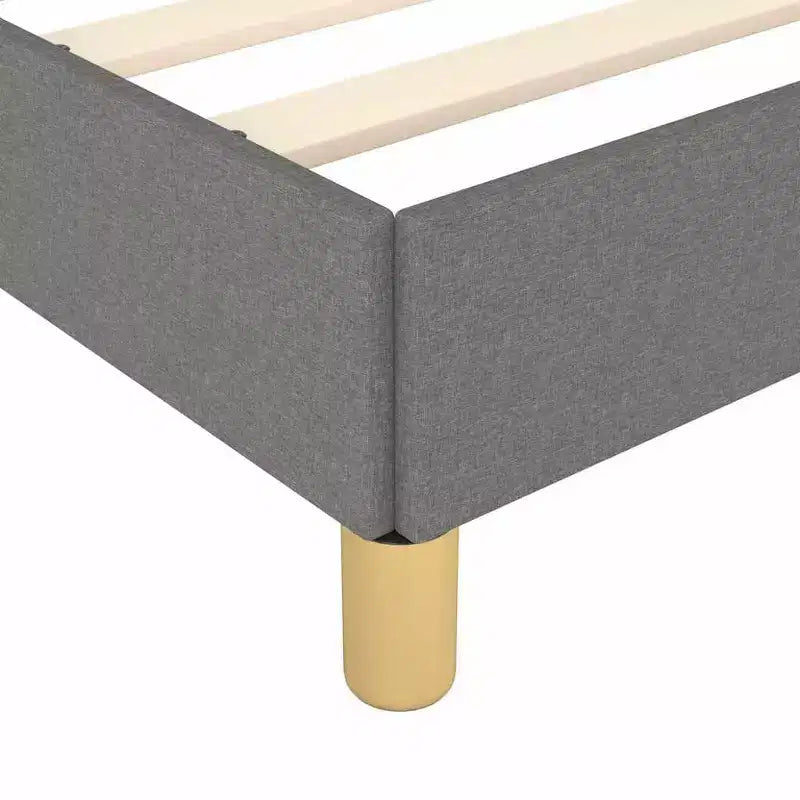 Cadre de lit Gris Foncé Polyester, Contreplaqué, Bois d'ingénierie Twin XL