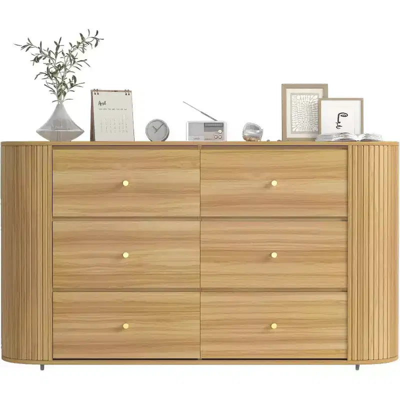 Vintage Farmhouse Drawer Dresser with Power Outlet, Large Storage Organizer for Bedroom, Living Room, Hallway, Dining Room, Durable Metal Handles