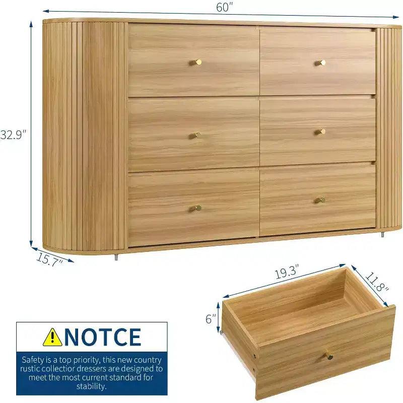 Commode de rangement de style ferme vintage avec prise de courant, grand organiseur de rangement pour chambre, salon, couloir, salle à manger, poignées en métal durables