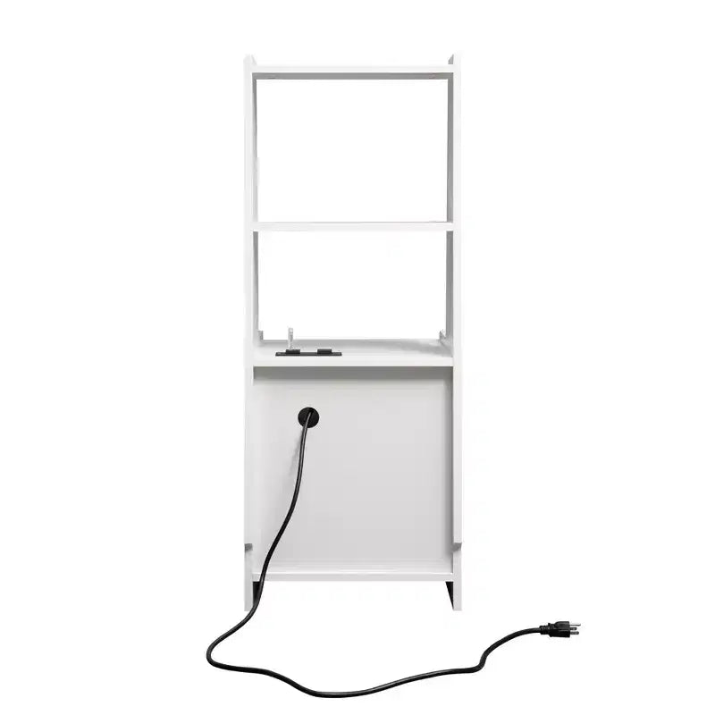 Table de chevet intelligente de 15 pouces avec station de recharge, veilleuse à commande vocale, étagère intégrée, compartiment de rangement, blanche