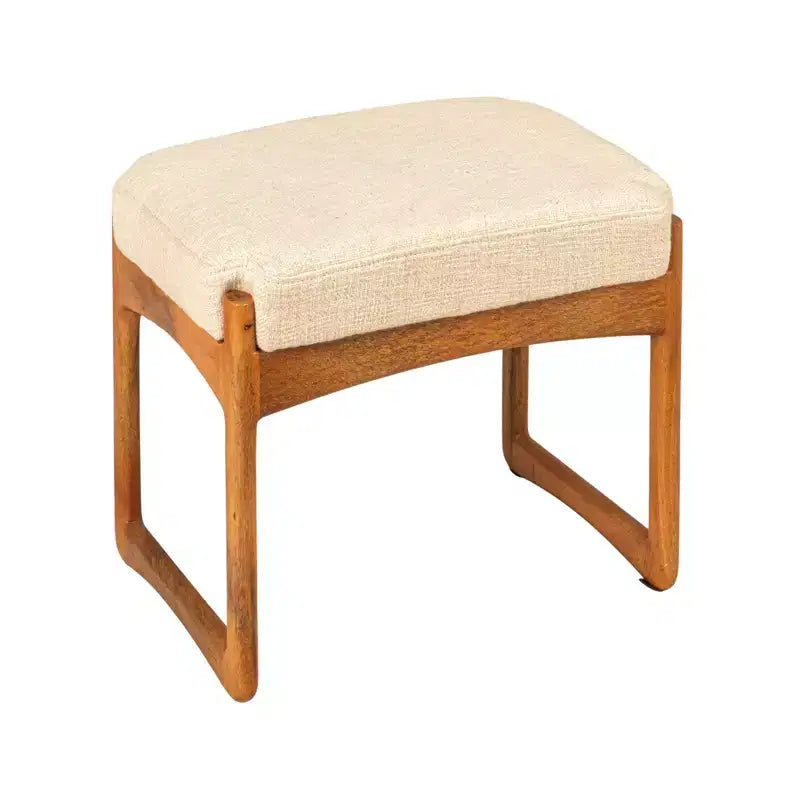 Storied Home Mango Wood and Boucle Stool, Natural