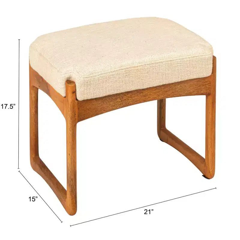Tabouret en bois de manguier et bouclette, naturel