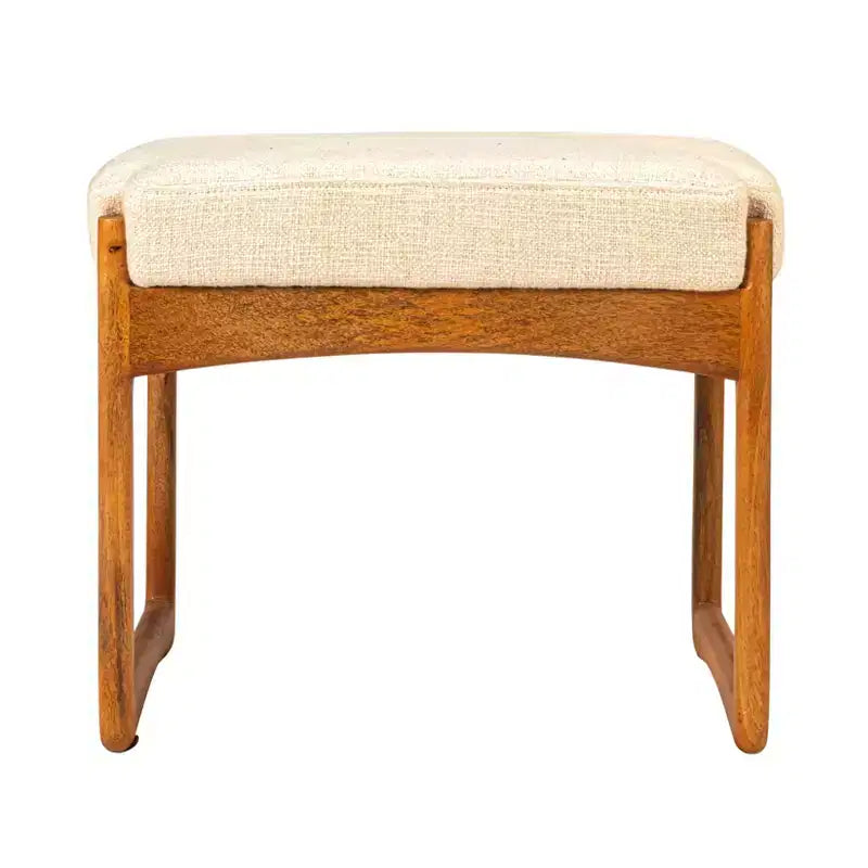 Tabouret en bois de manguier et bouclette, naturel