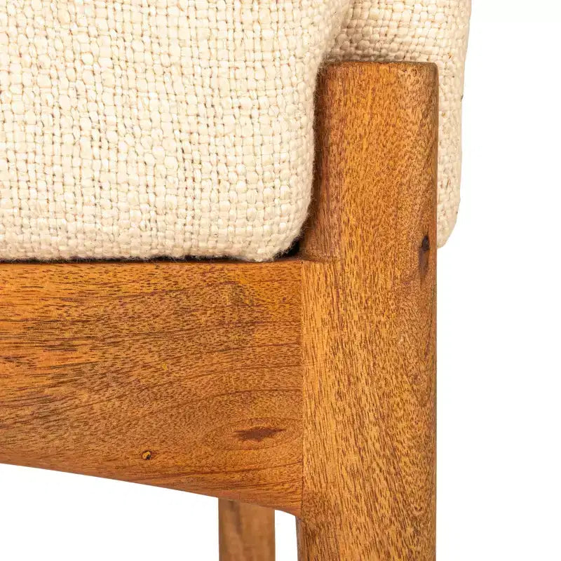 Tabouret en bois de manguier et bouclette, naturel