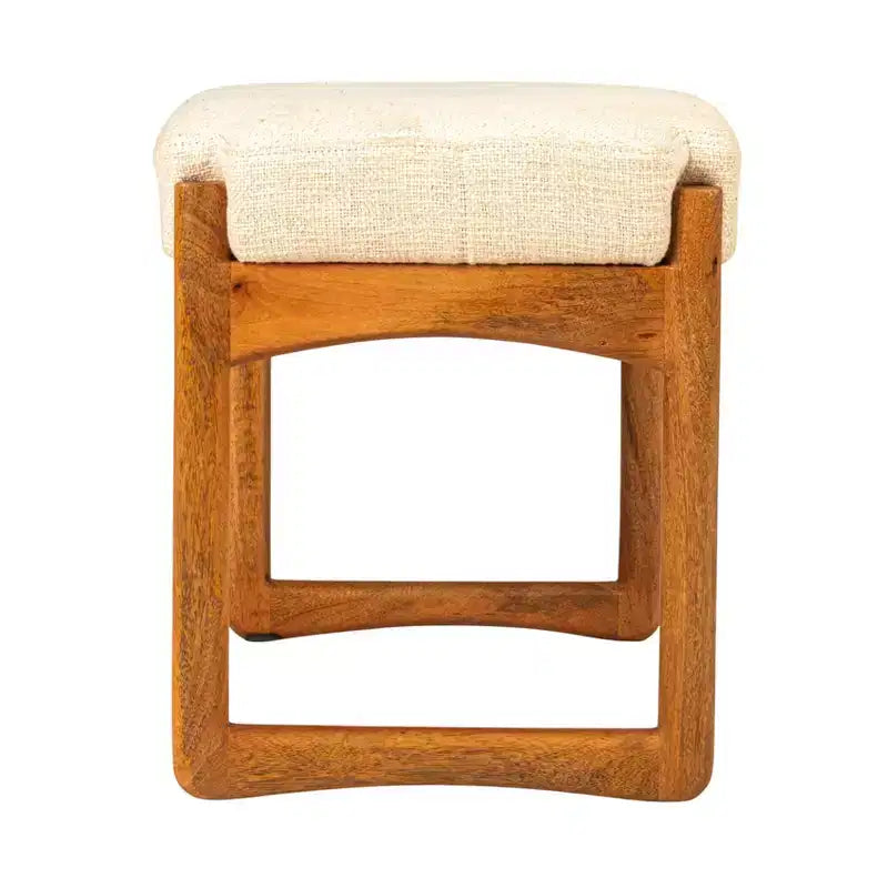 Tabouret en bois de manguier et bouclette, naturel