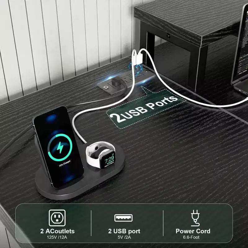 Bureau de Gamer ,Bureau Informatique avec Support Moniteur,Structure en X,Station de Recharge USB,Bande Lumineuse LED,Plateau Épais,Bureau d'Écriture pour le Bureau