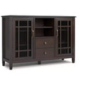 Hampshire 53 inch Wide Solid Wood Traditional Tall TV Stand in Dark Chestnut Brown For TVs up to 60 inches