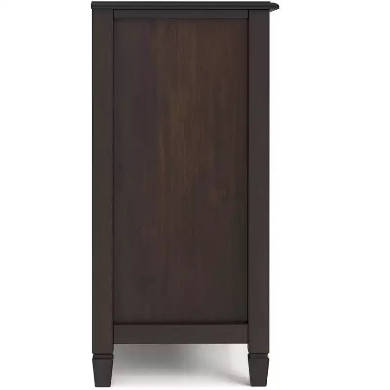 Meuble TV haut traditionnel en bois massif de 134,6 cm de large Hampshire, marron châtaigne foncé, pour téléviseurs jusqu'à 60 pouces