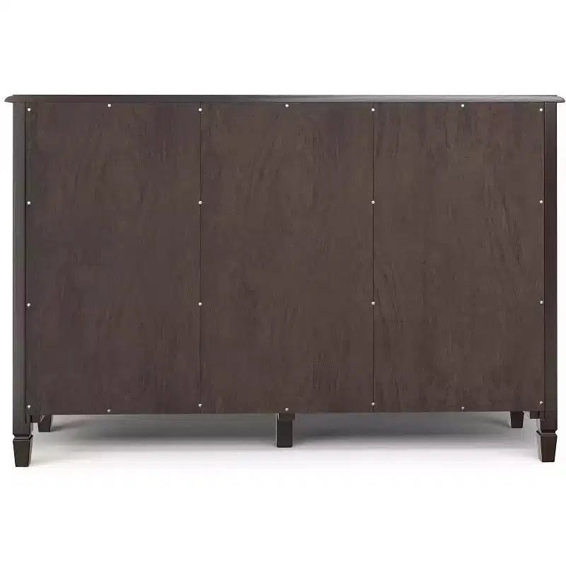 Meuble TV haut traditionnel en bois massif de 134,6 cm de large Hampshire, marron châtaigne foncé, pour téléviseurs jusqu'à 60 pouces