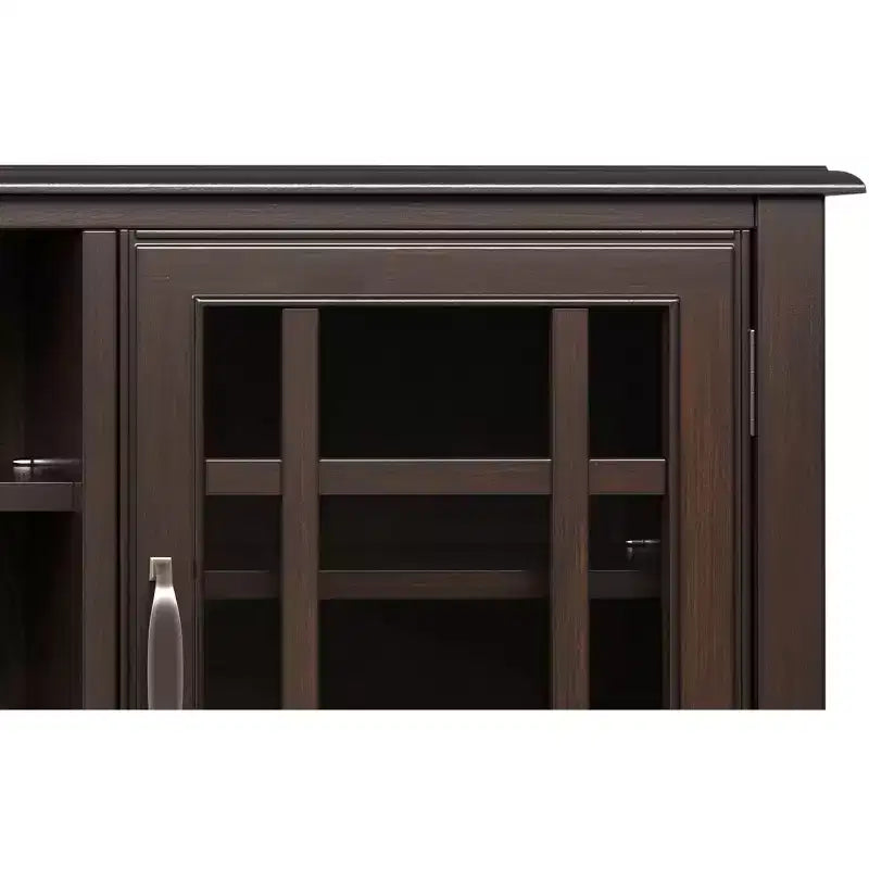 Meuble TV haut traditionnel en bois massif de 134,6 cm de large Hampshire, marron châtaigne foncé, pour téléviseurs jusqu'à 60 pouces