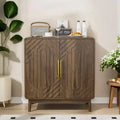 JVNOXK Carved Double-Door Adjustable Shelf Storage Sideboard with Decorative Cabinet Suitable for Living Rooms and Entryways Walnut Finish