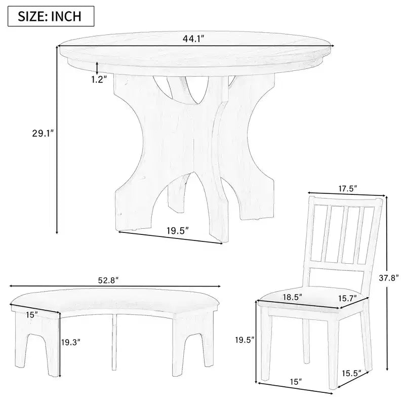 Table à manger ronde de style campagnard