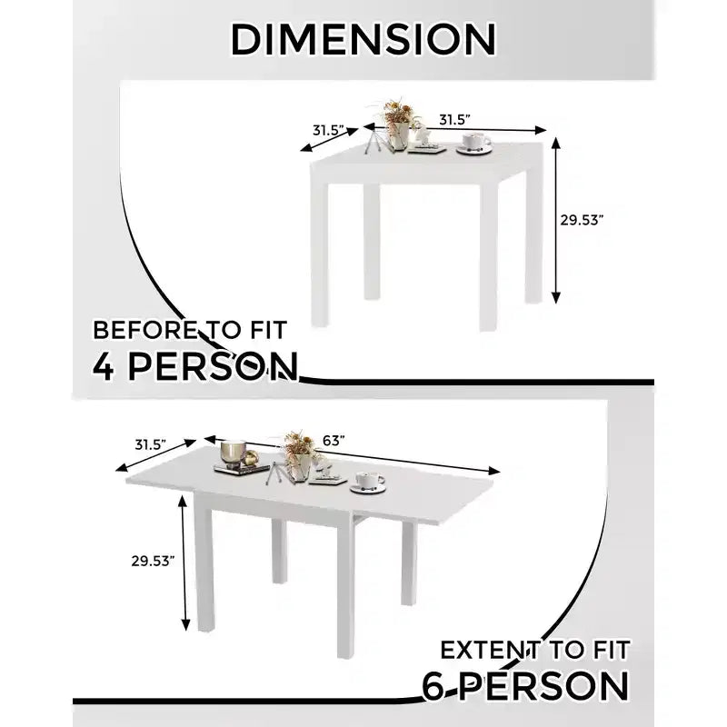 Table de patio extensible en aluminium de 80 à 160 cm pour 4 à 6 personnes – Table à manger d'extérieur résistante aux intempéries – Blanc (sans chaises)