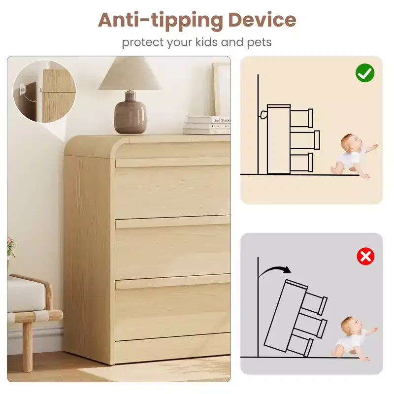 Commode à 6 tiroirs bombée pour chambre à coucher, commode en bois de 120 cm de large avec design incurvé, armoire de rangement moderne pour salon, chambre d'enfant