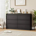 Arched 6 Drawer Dresser for Bedroom, 47in Wide Wooden 6 Chest of Drawers with Curved Design, Modern Closet Storage Cabinet for Living Room, Nursery