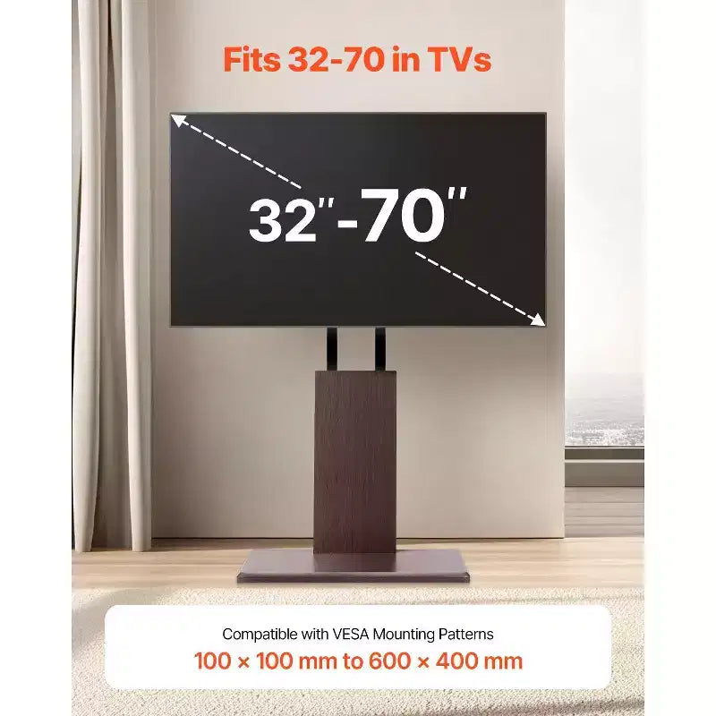 Support TV universel pour téléviseurs de 32 à 70 pouces, socle pivotant et réglable en hauteur, supporte 45 kg, VESA 600x400